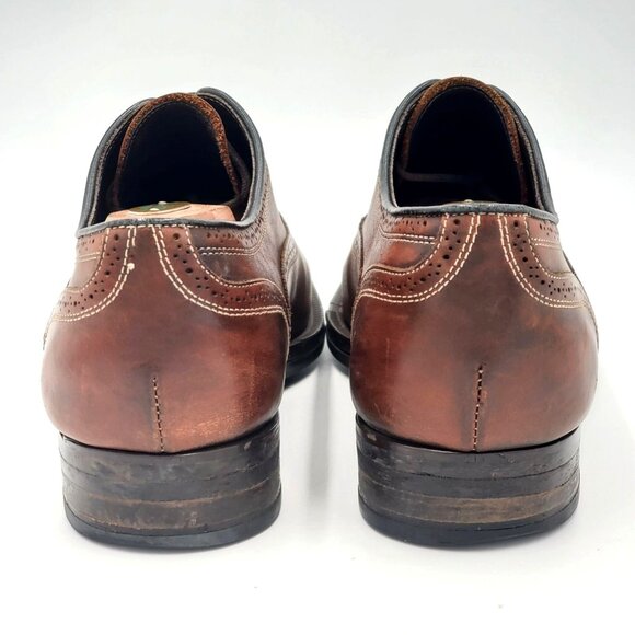 To Boot New York Italy Men 8.5 Antiqued Brown Leather Dress Shoes Cap-toe Oxford main image 8